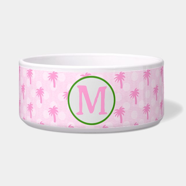 Pink Palm Tree Keramik Pet Bowl anpassen Napf (Vorderseite)