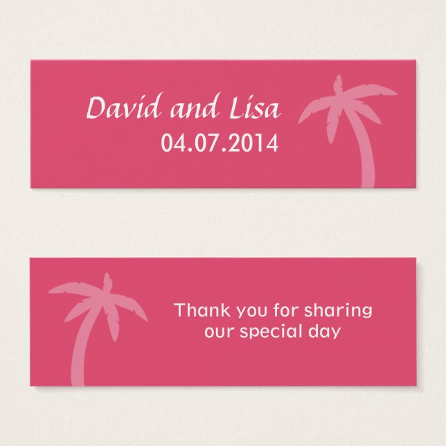 Pink Palm Tree Tropical Beach Hochzeit (Vorne & Hinten)