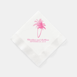Pink Palm Trees Beach Hochzeit Serviette