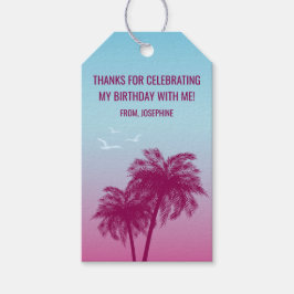 Pink Palm Trees Tropical Birthday Thank You Geschenkanhänger