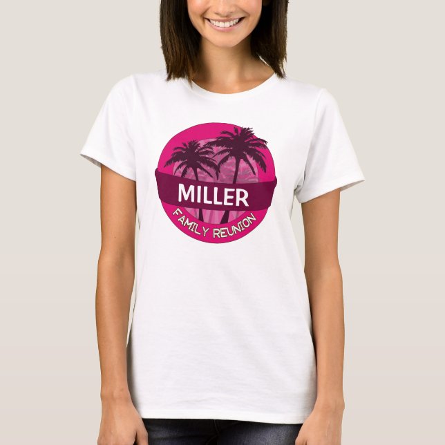 Pink palme, anpassbar Wiedersehen T-Serie T-Shirt (Vorderseite)