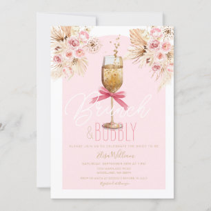 Pink Pampas Brunch & Bubbly Brautparty Einladung