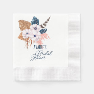Pink Pampas Grass and Feather Brautparty Serviette