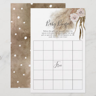 Pink Pampas Grass Baby Dusche Bingo Spiel