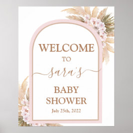 Pink Pampas Grass Baby Dusche Mädchen Begrüßungsze Poster