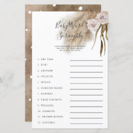 Pink Pampas Grass Baby Word Scramble Game