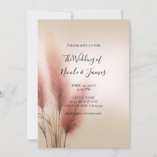 Pink Pampas Grass Bohemisch Boho Hochzeit Einladung