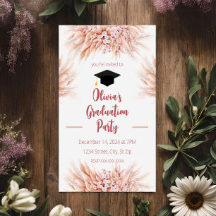 Pink Pampas Grass Boho Abschluss Einladung