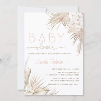 Pink Pampas Grass Boho Hallo Baby Dusche Einladung