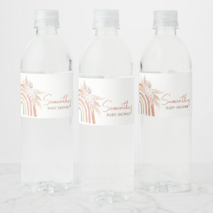 Pink Pampas Grass Boho Rainbow Wasserflaschenetikett