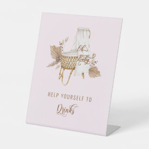 Pink Pampas Grass Oh Baby Drinks II Sockelschild