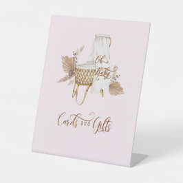 Pink Pampas Grass Oh Babykarten und Geschenke II Sockelschild