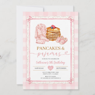 Pink Pancake und Pyjama Geburtstag Einladung