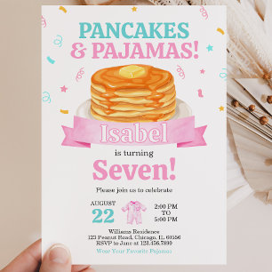 Pink Pancakes und Pajamas Geburtstag Einladung