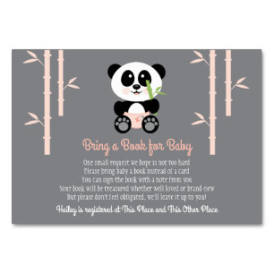 PINK PANDA BABY SHOWER BUCHFRAGEKARTE TISCHNUMMER