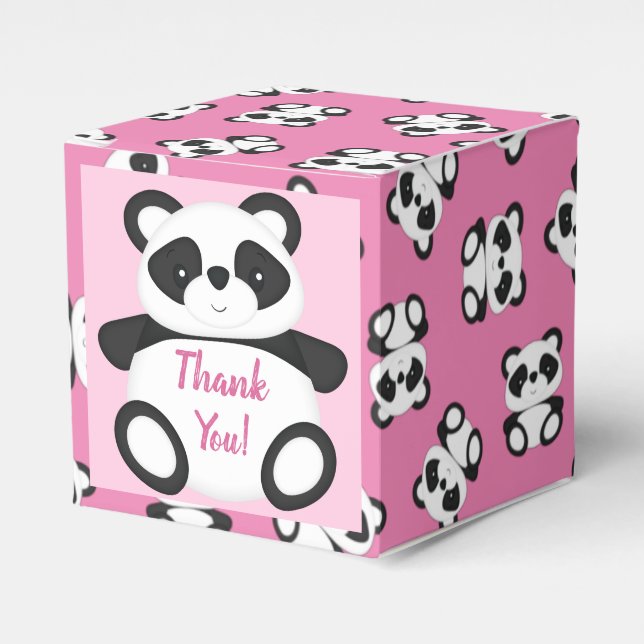 Pink Panda Bear Baby Dusche Geschenkschachtel (Vorderseite)