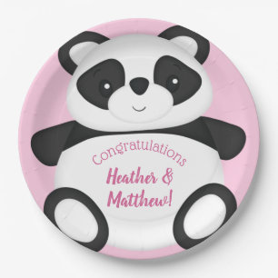 Pink Panda Bear Baby Dusche Pappteller