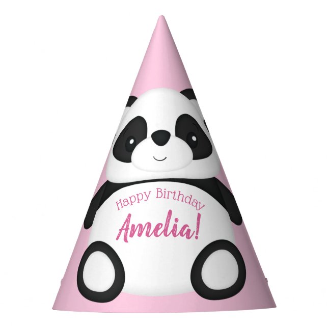 Pink Panda Bear Geburtstagsparty Partyhütchen (Vorderseite)