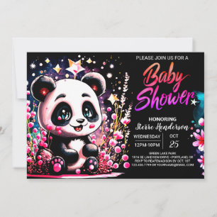 Pink Panda Bear Whimsy Girl Baby Dusche Einladung