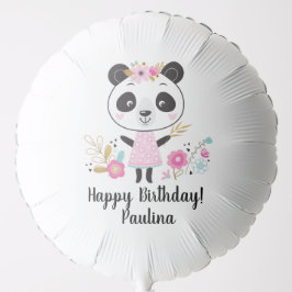 Pink Panda Happy Birthday Girly Blume Ballon