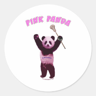Pink Panda Lacrosse Runder Aufkleber