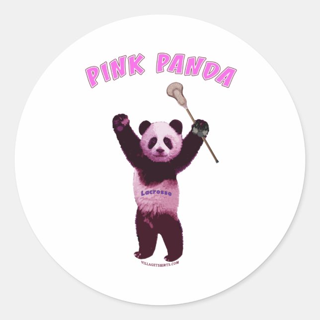 Pink Panda Lacrosse Runder Aufkleber (Vorderseite)