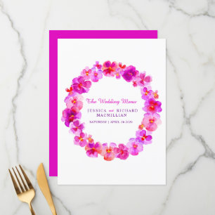 Pink pansy Art Blume Kranz Art Hochzeitsmenü Menükarte