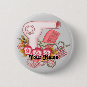 Pink Pansy Beautician Button
