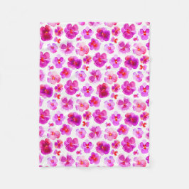 Pink pansy Blume Aquarelltuch Fleecedecke