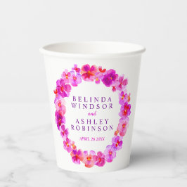Pink pansy Blume Kranz Aquarellkunst Hochzeit Pappbecher