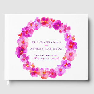 Pink pansy Kranz Aquarell Hochzeitsgast-Buch Gästebuch