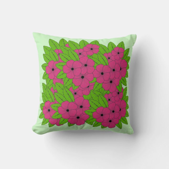 Pink Pansy Reversible Throw Kissen (Vorderseite)