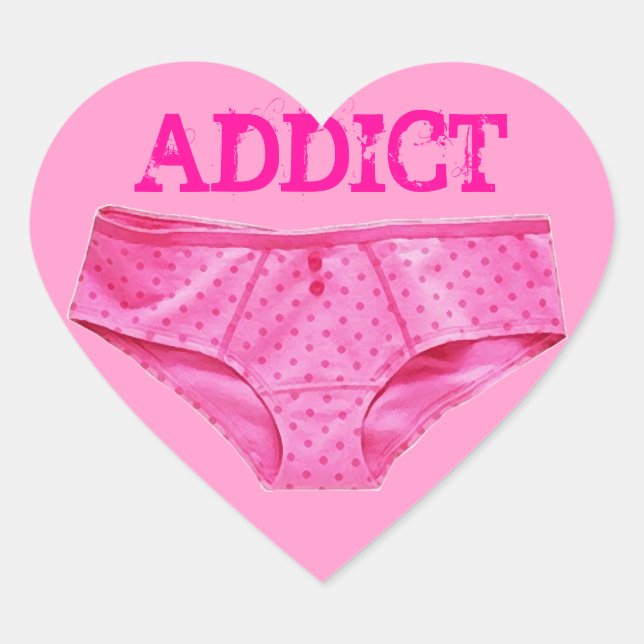 PINK PANTY ADDICT (Heart Sticker) Herz-Aufkleber (Vorderseite)