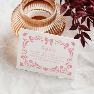 Pink Papel Picado Baby Dusche Registrierung QR Cod Begleitkarte
