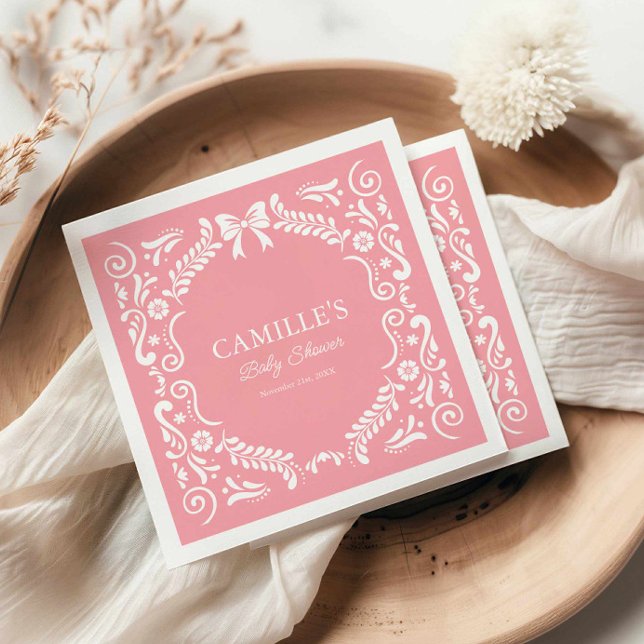 Pink Papel Picado Kinderdusche Serviette (Pink Fiesta Baby Shower Napkins)