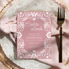 Pink Papel Picado Mexican Girl Baby Dusche Einladung