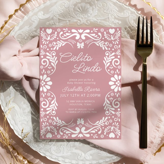 Pink Papel Picado Mexican Girl Baby Dusche Einladung (Von Creator hochgeladen)