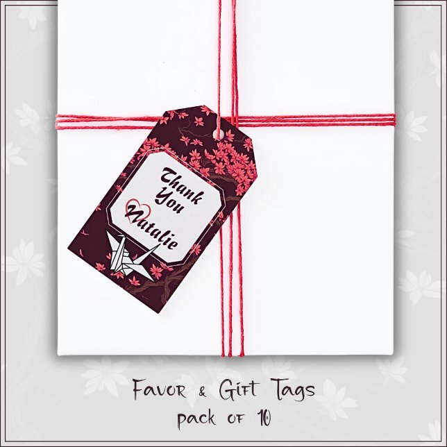 Pink Paper Crane Origami Cherry Blossom Geschenkanhänger (Von Creator hochgeladen)