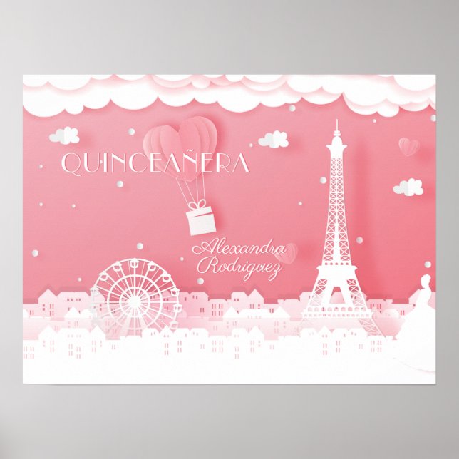 Pink Paper Paris Quinceañera Poster (Vorne)
