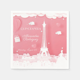 Pink Paper Paris Quinceañera Serviette