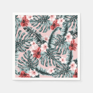 Pink Paradise Tropical Island Floral Botanical Serviette