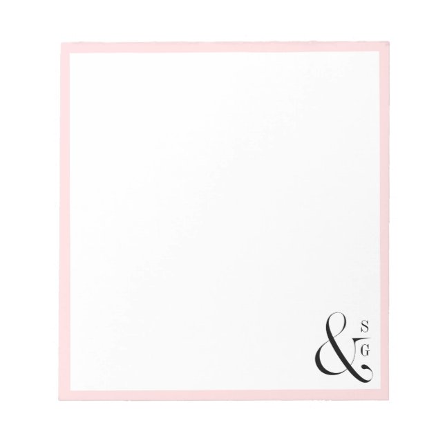 Pink-Pärchen-Monogramm-personalisierte Stationerie Notizblock (Vorderseite)