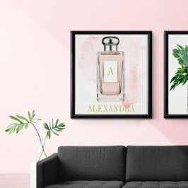 Pink Parfüm Flasche Chic Monogram Personal Poster