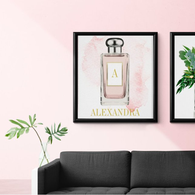 Pink Parfüm Flasche Chic Monogram Personal Poster (Von Creator hochgeladen)