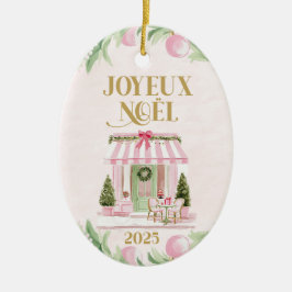 Pink Paris Café Joyeux Noël Keramik Ornament