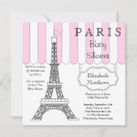 Pink Paris Eiffel Tower Baby Dusche Einladung