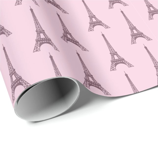 Pink Paris Gift Wrap Wrapping Papier Frankreich Geschenkpapier (Rolleneckpunkt)