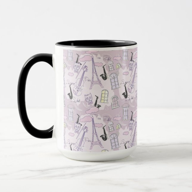 Pink Paris Musical Cats Kaffee Tasse (Links)