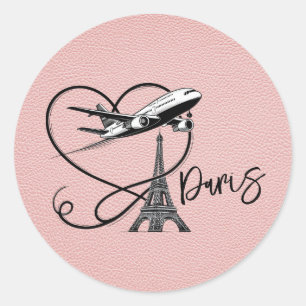 Pink Paris Passport Runder Aufkleber
