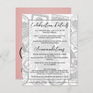 Pink Paris Passport Wedding Begleitkarte
